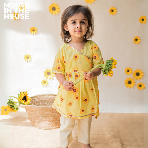 Mouse In The House Lane of Dreams (Yellow) - Girls Ethnic Wear