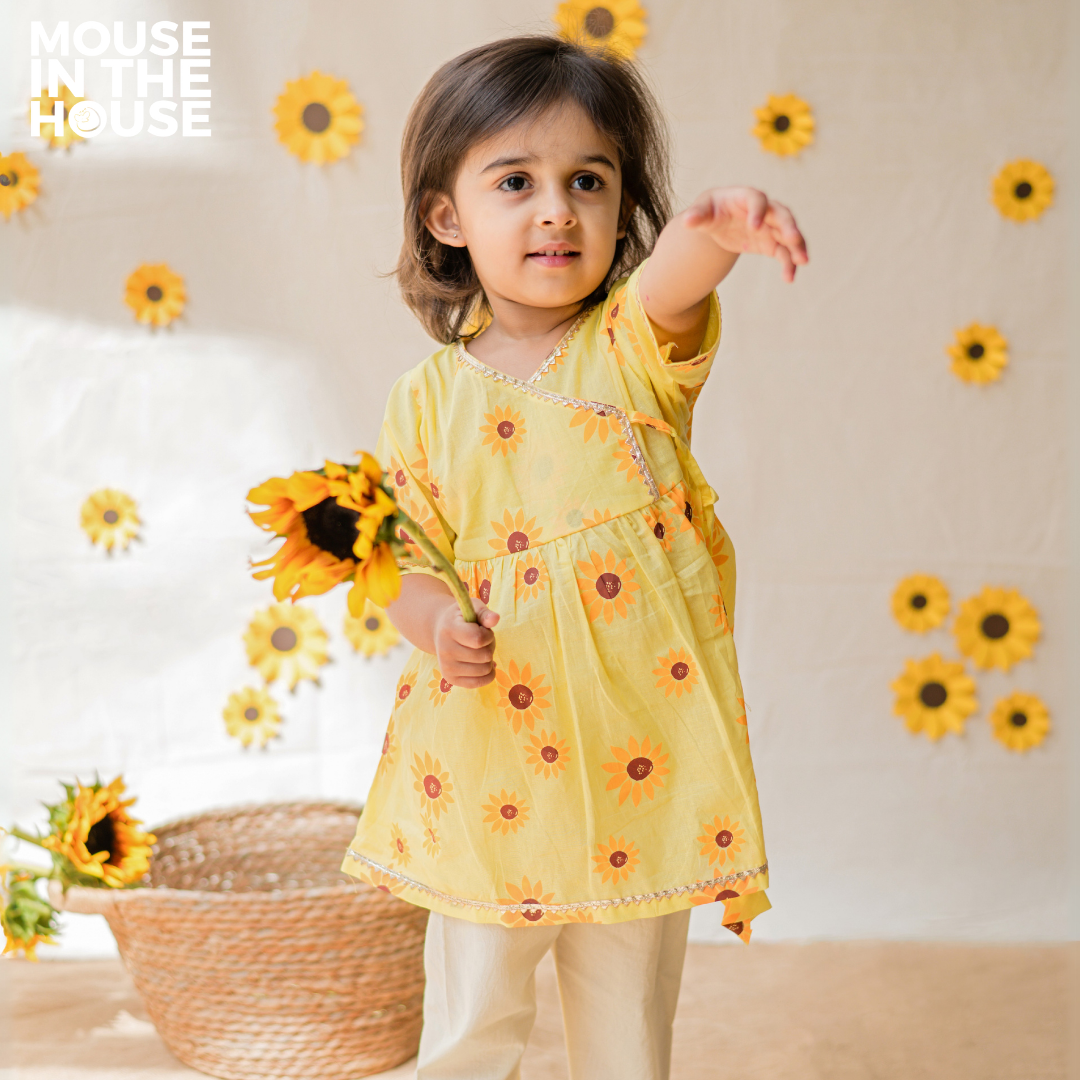 Mouse In The House Lane of Dreams (Yellow) - Girls Ethnic Wear