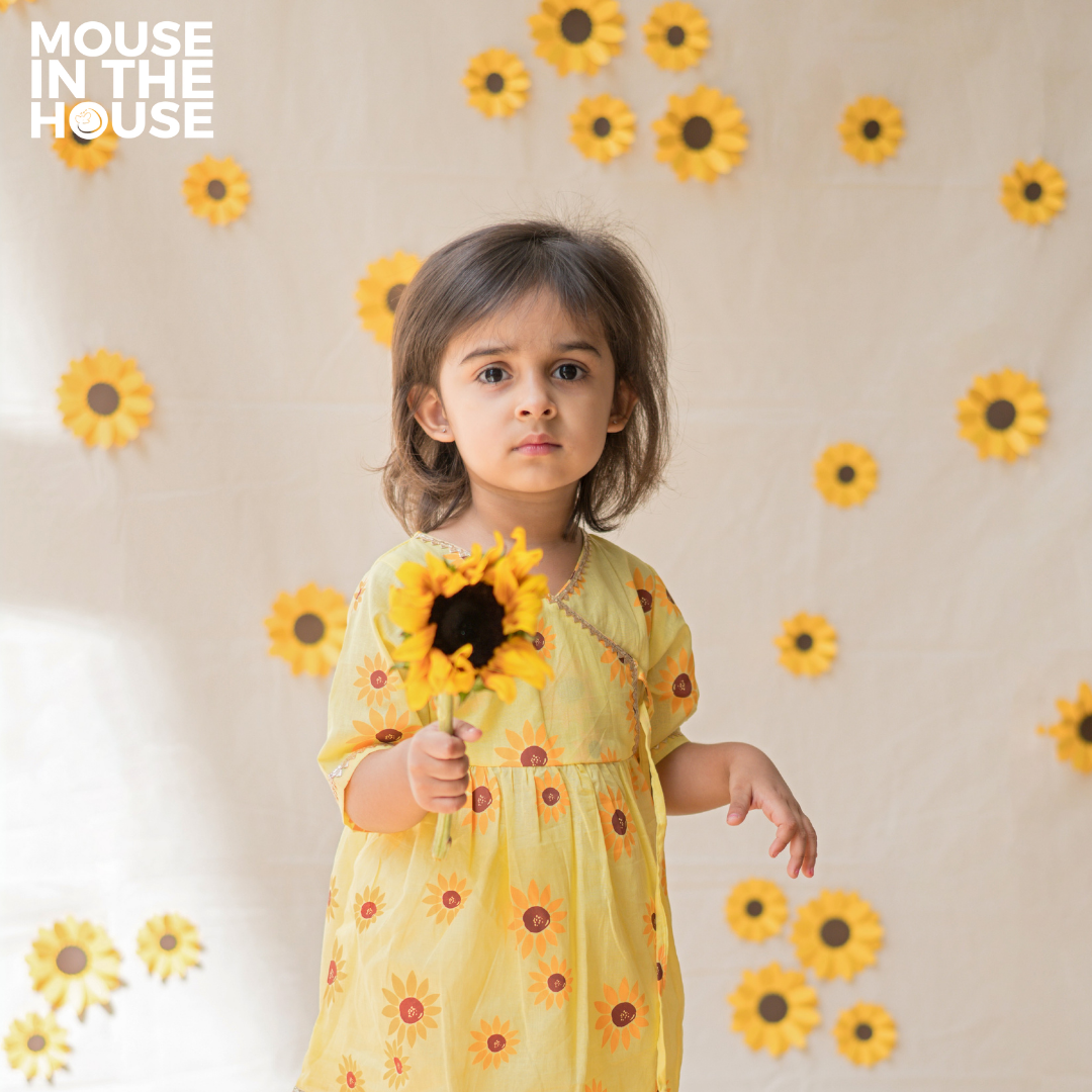 Mouse In The House Lane of Dreams (Yellow) - Girls Ethnic Wear