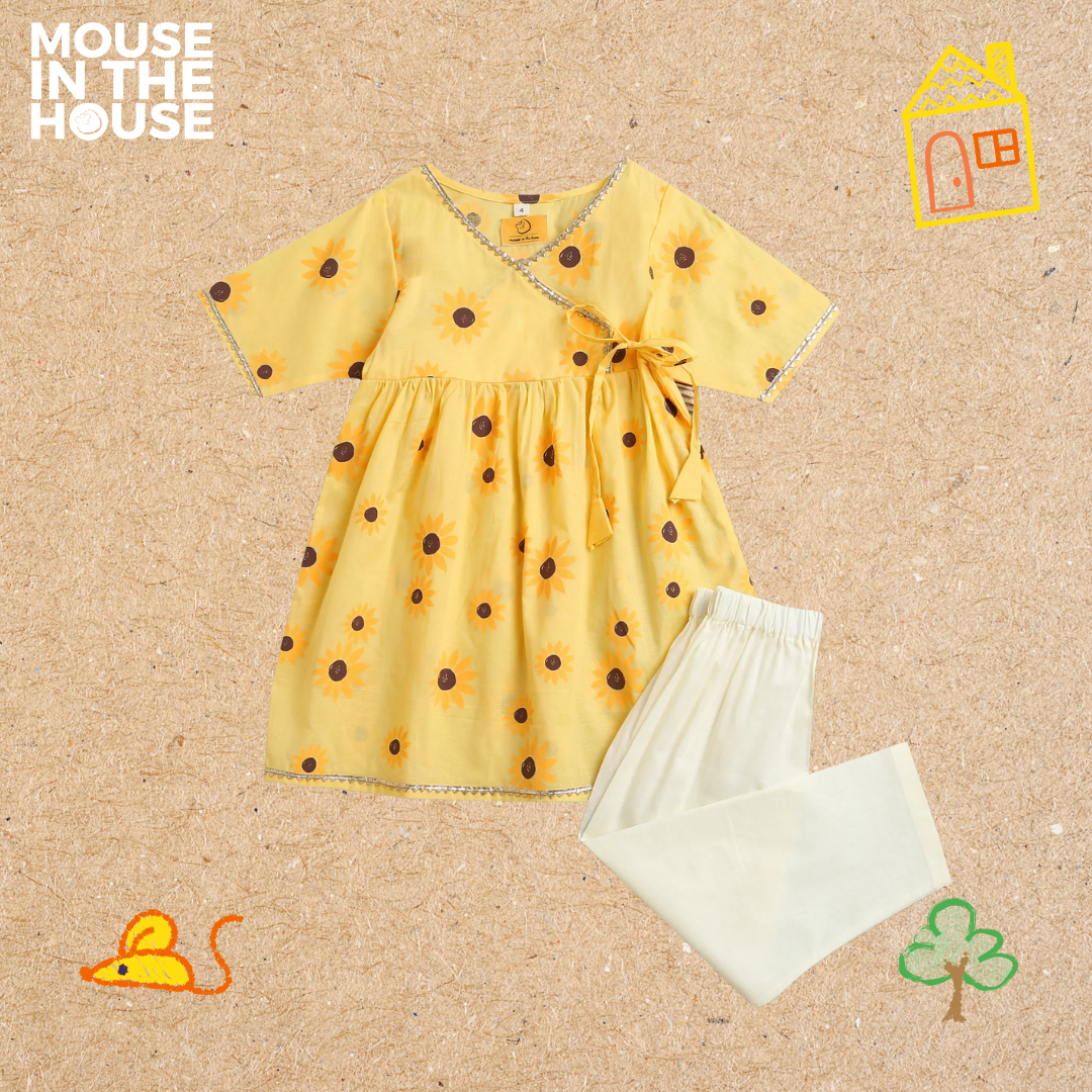 Mouse In The House Lane of Dreams (Yellow) - Girls Ethnic Wear