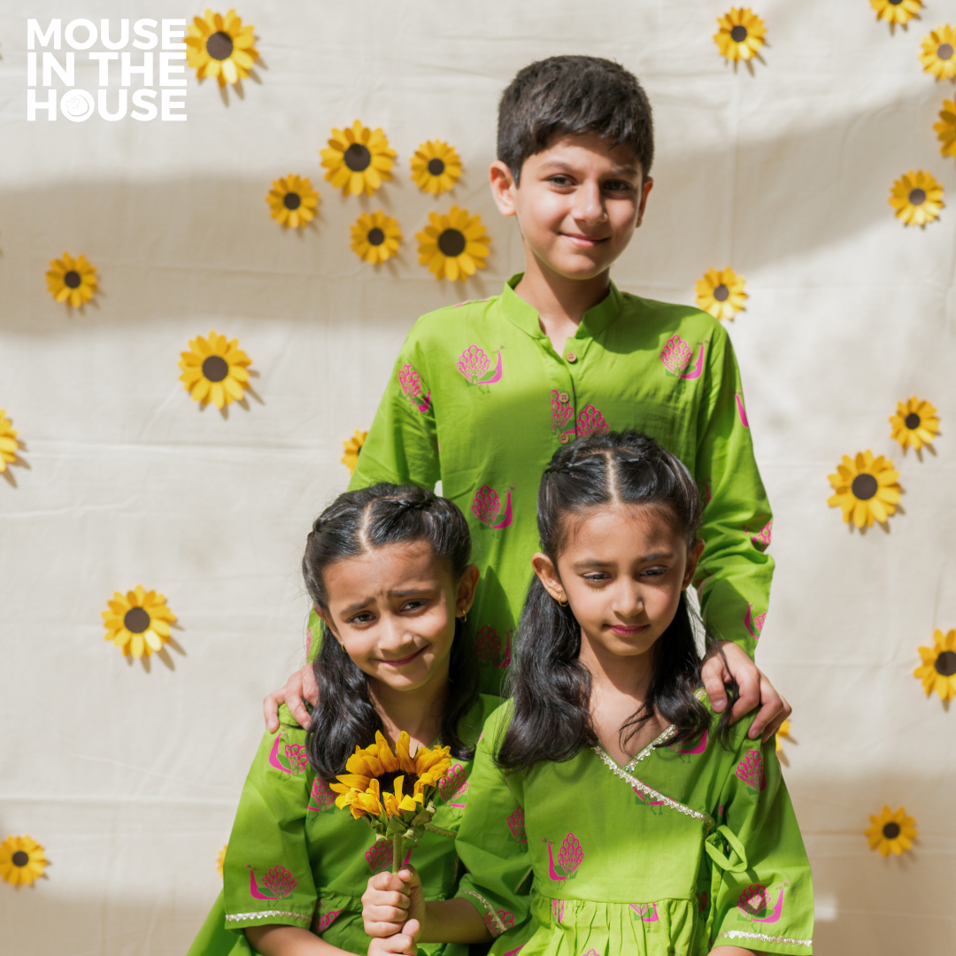 Mouse In The House A Graceful peacock Green Ethnic Wear (Boys)