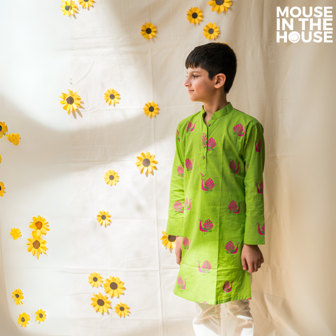 Mouse In The House A Graceful peacock Green Ethnic Wear (Boys)