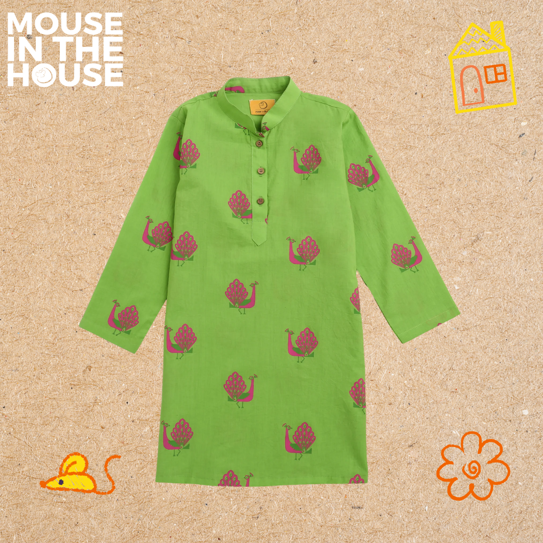 Mouse In The House A Graceful peacock Green Ethnic Wear (Boys)