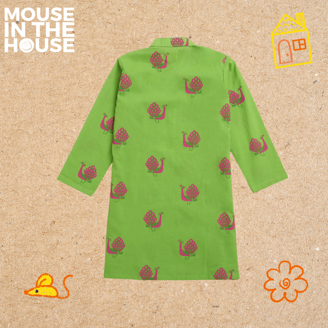 Mouse In The House A Graceful peacock Green Ethnic Wear (Boys)