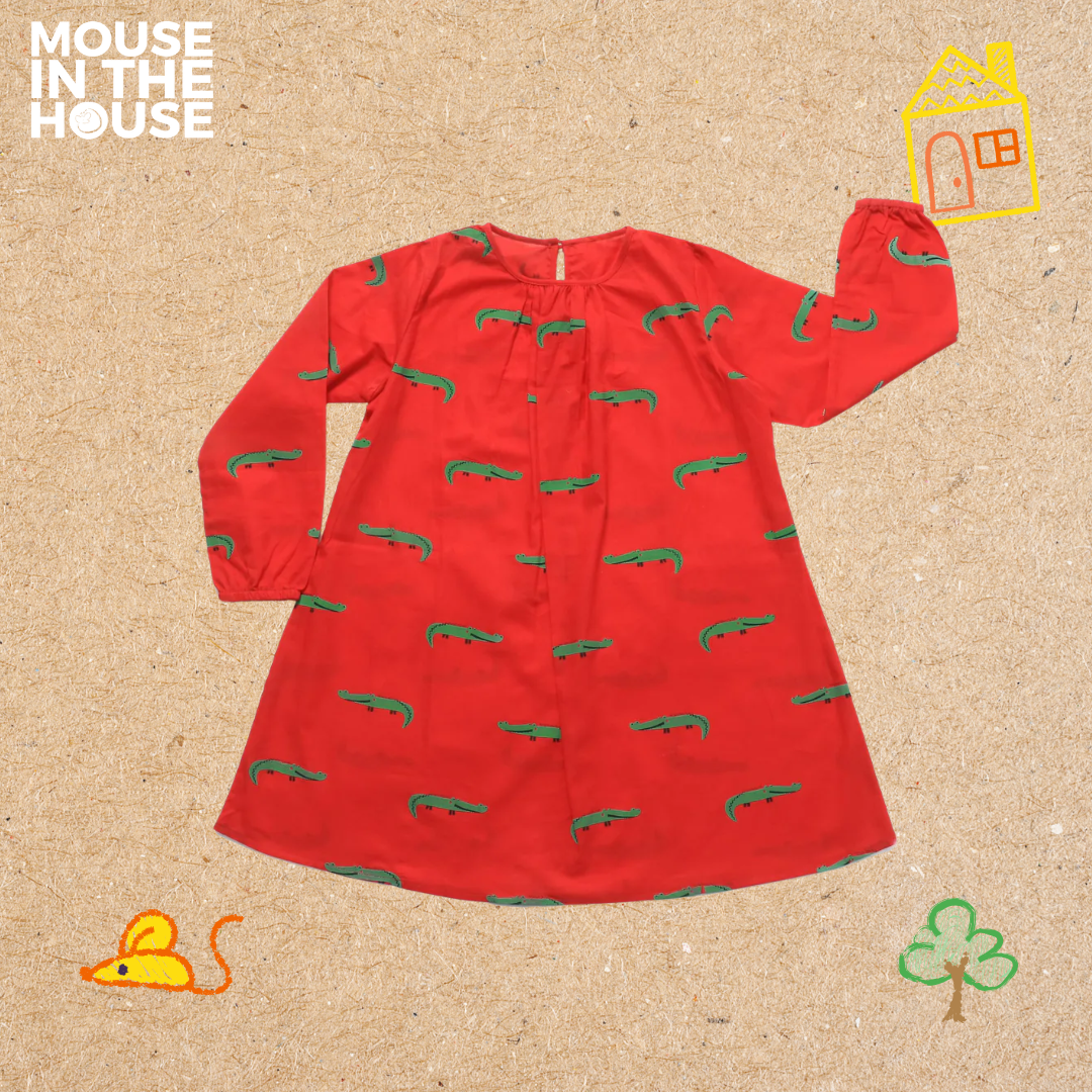 Mouse In The House Crocodile- Girls Red Nightdress
