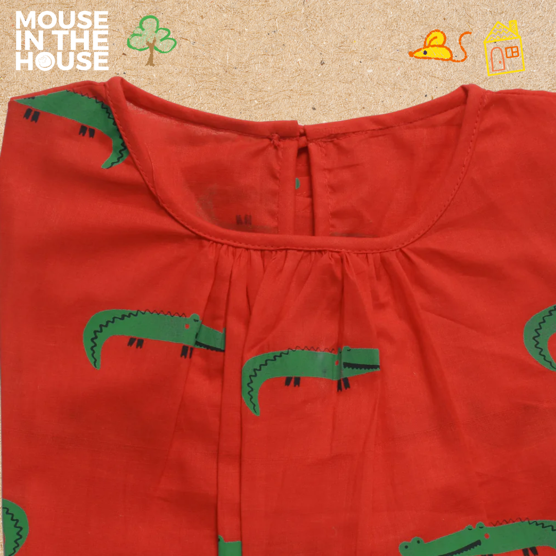 Mouse In The House Crocodile- Girls Red Nightdress