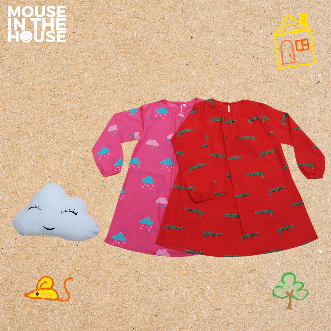 Mouse In The House Crocodile- Girls Red Nightdress