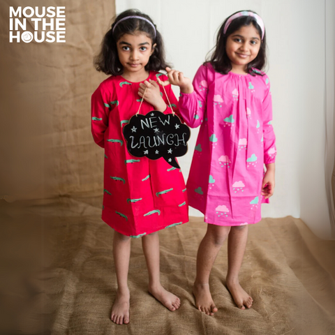 Mouse In The House Crocodile- Girls Red Nightdress