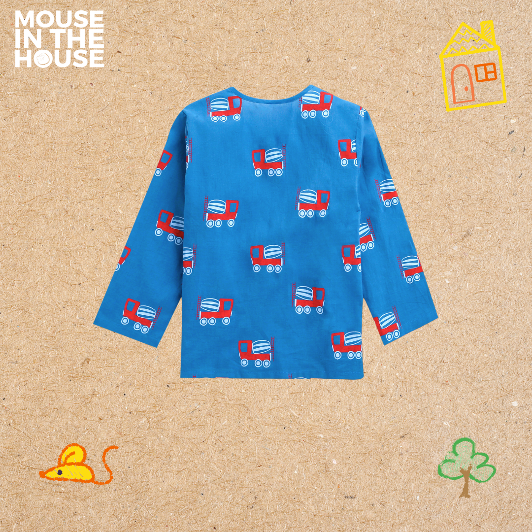 Mouse In The House Whirly Cement Mixer (Blue)- Unisex Nightdress