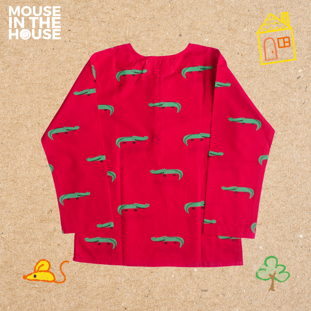 Mouse In The House Crocodile - Unisex Red Nightdress