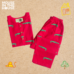 Mouse In The House Crocodile - Unisex Red Nightdress