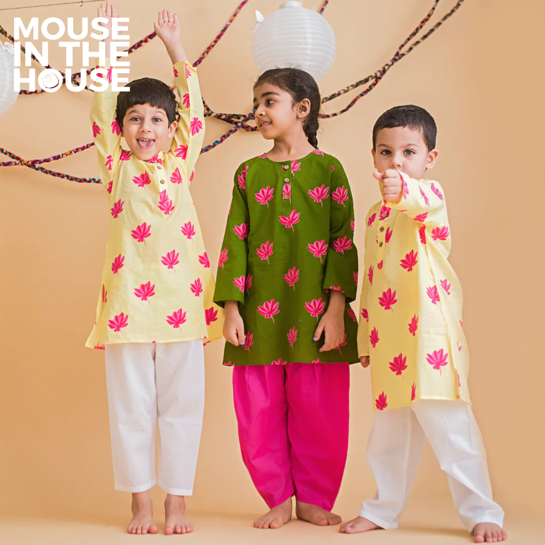 Mouse In The House Lotus Bloom (Yellow)- Ethnic Wear Boys
