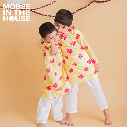 Mouse In The House Lotus Bloom (Yellow)- Ethnic Wear Boys