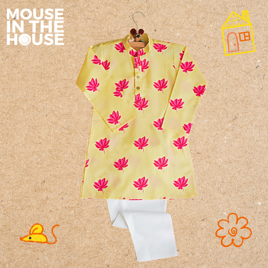 Mouse In The House Lotus Bloom (Yellow)- Ethnic Wear Boys