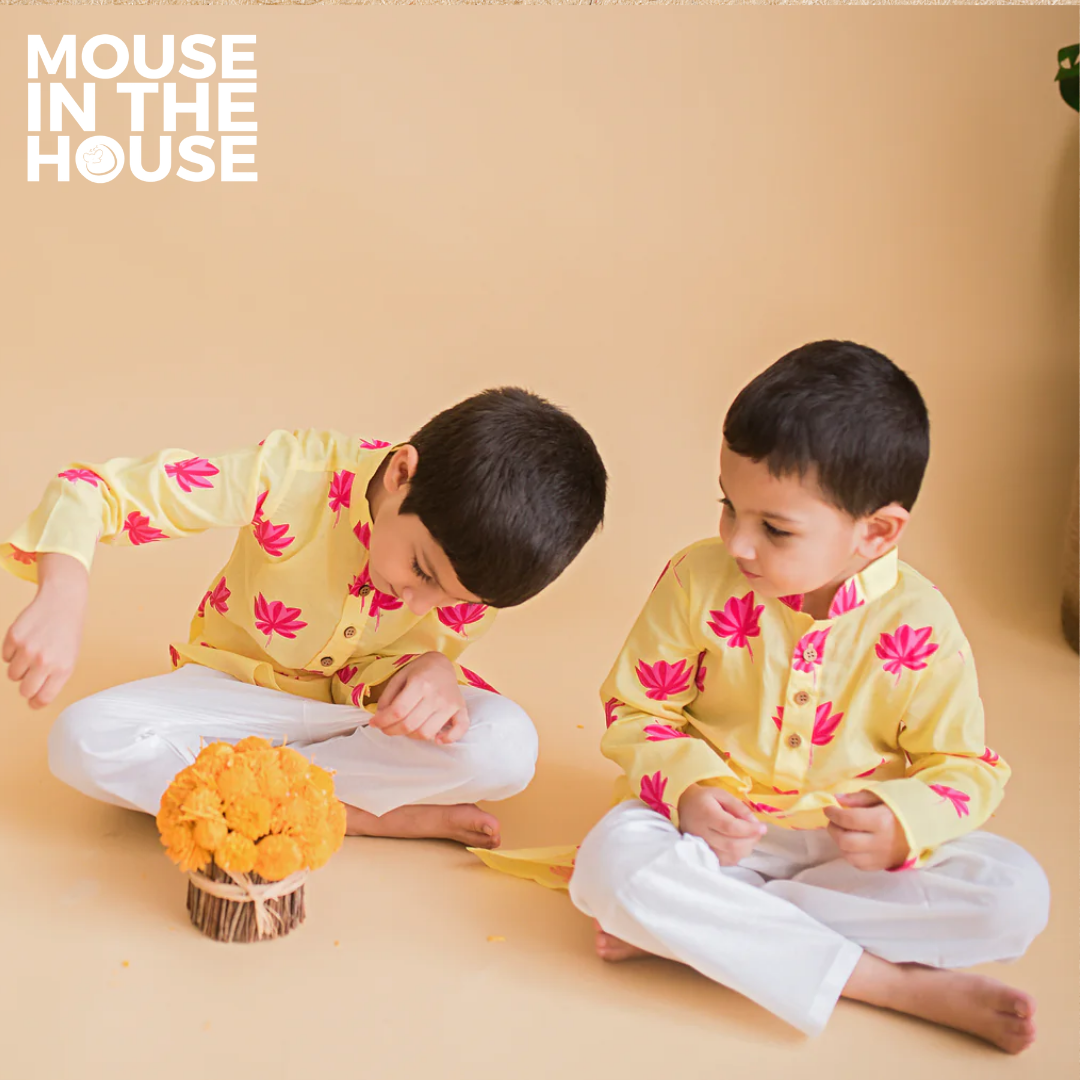 Mouse In The House Lotus Bloom (Yellow)- Ethnic Wear Boys