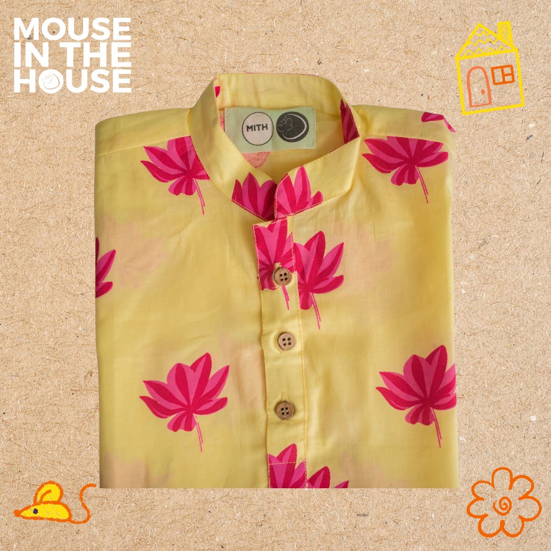Mouse In The House Lotus Bloom (Yellow)- Ethnic Wear Boys