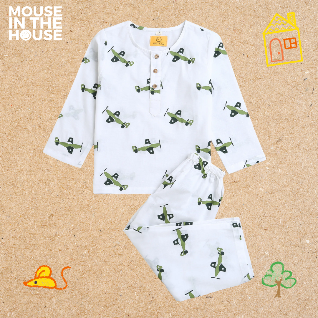 Mouse In The House Fighter Plane- Unisex Nightwear