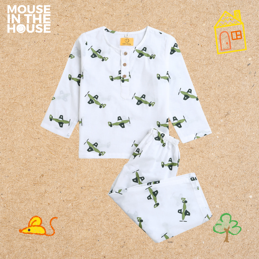 Mouse In The House Fighter Plane- Unisex Nightwear