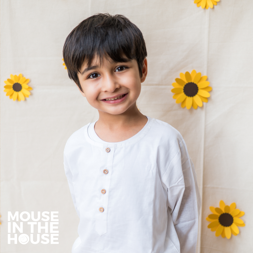 Mouse In The House Snow White Kurta & Pyjama – Timeless Elegance for Little Ones (Unisex)