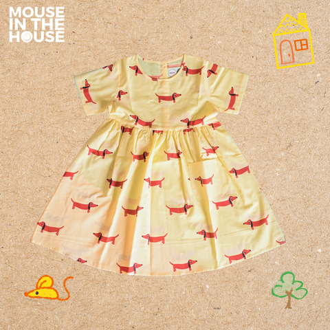 Mouse In The House A Dog's Life- Yellow Cotton Dress