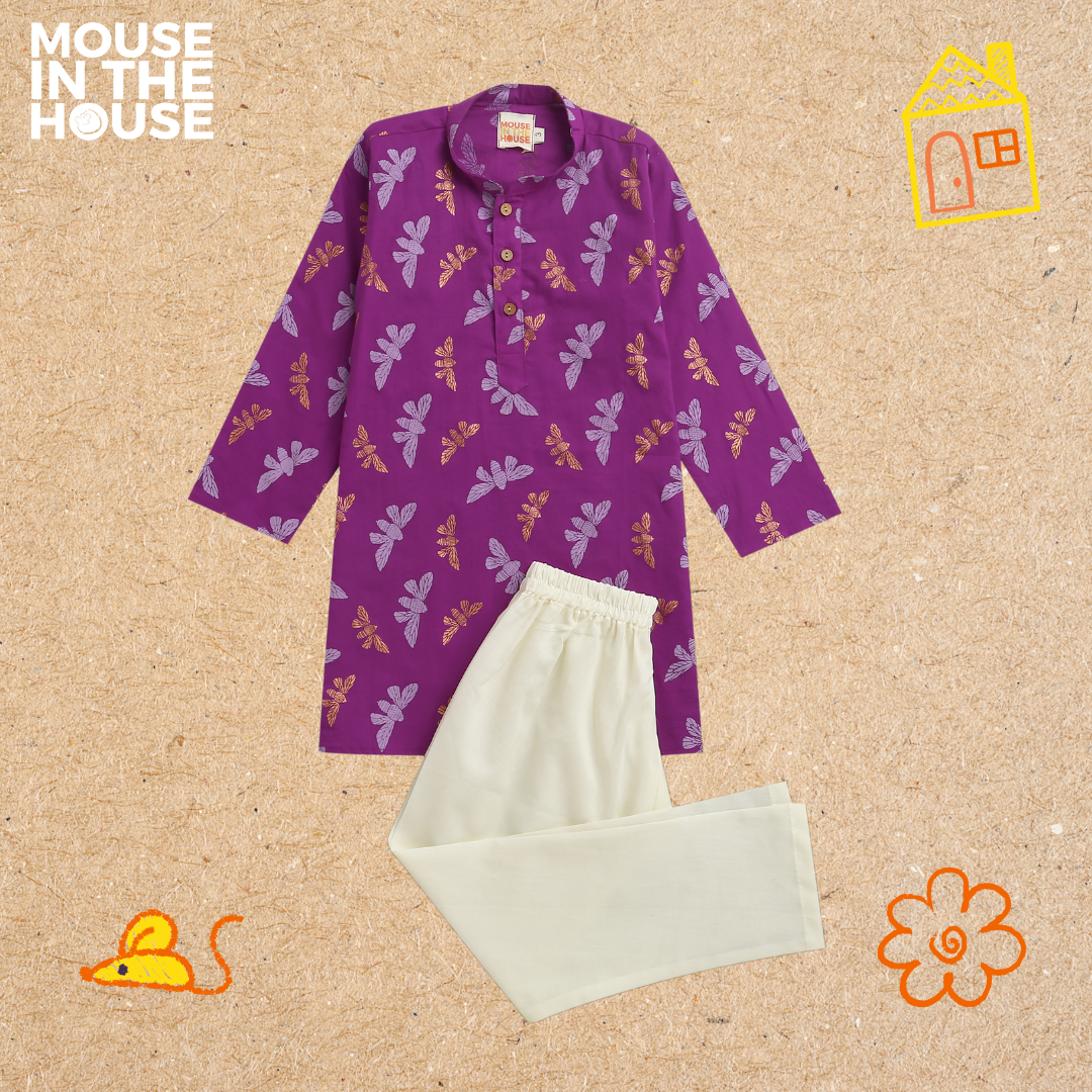 Mouse In The House Shimmering Butterfly - Ethnic Wear Boys