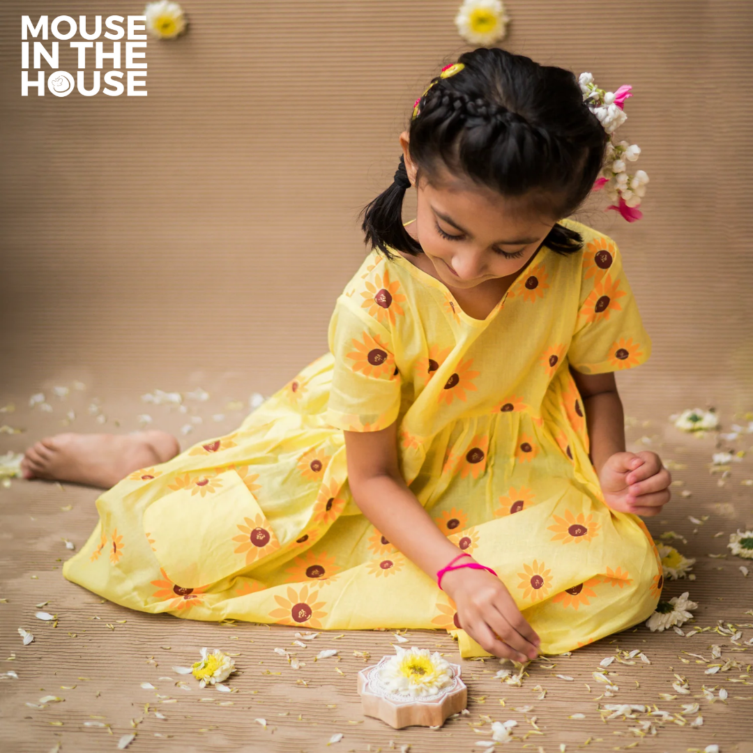 Mouse In The House Lane of Dreams (Yellow)- Cotton Dress