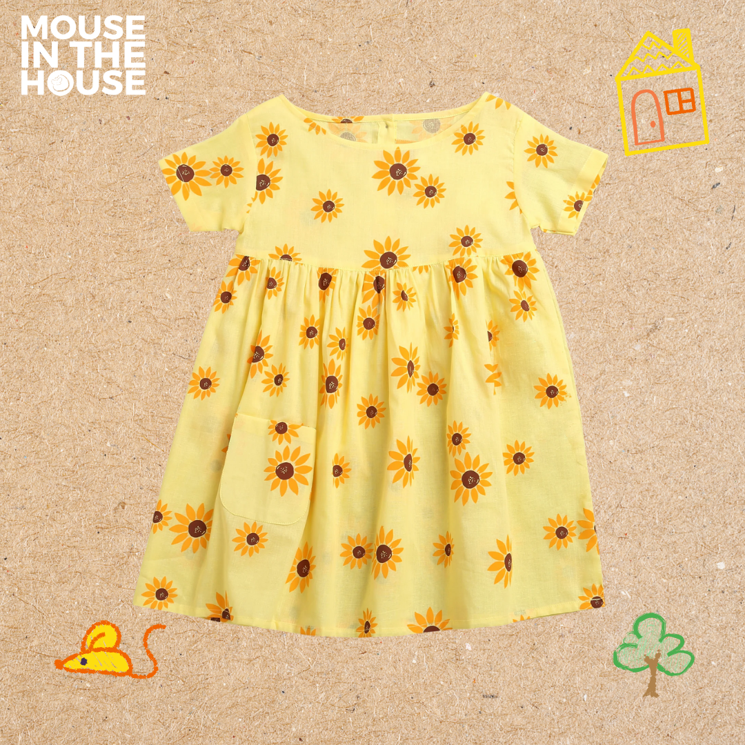 Mouse In The House Lane of Dreams (Yellow)- Cotton Dress