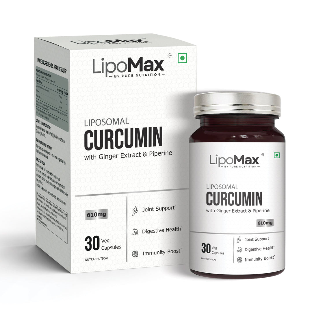 LipoMax Liposomal Curcumin 610mg with Ginger Extract & Piperine