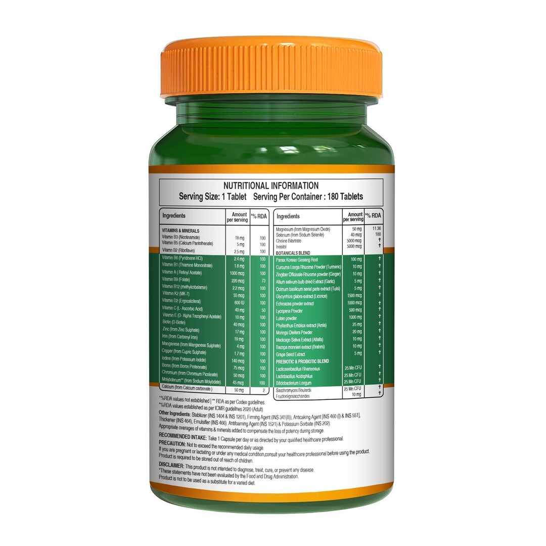 Multivitamin with Probiotics & Korean Ginseng – 180 Tablets | Complete Daily