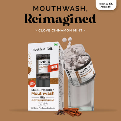 Multiprotection Clove Cinnamon Mint Mouthwash Bits | Alcohol-Free, Plant-Based (60 Count)