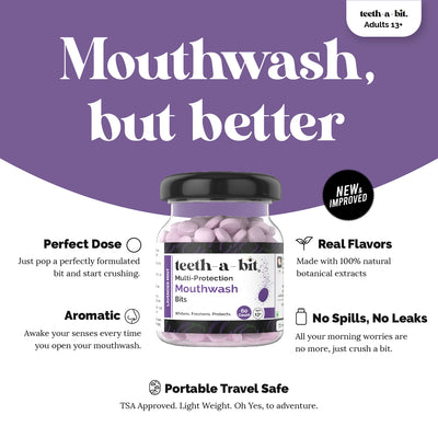Multiprotection Lavendar Mint Mouthwash Bits | Alcohol-Free, Plant-Based (60 Count)