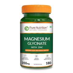Magnesium Glycinate with Zinc | 350 mg Blend | 180 Tablets | Magnesium Glycinate, Zinc & Phaseolus Radiatus Extract | Daily Muscle, Bone & Nerve Support