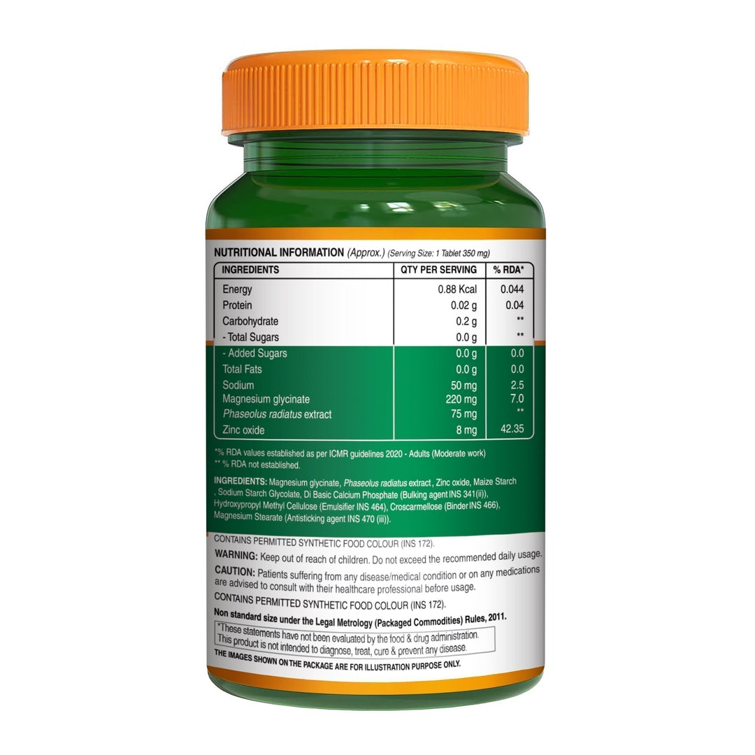 Magnesium Glycinate with Zinc 350mg – Sleep Support, Muscle Relaxation & Bone Health Tablets | 60 Tablets