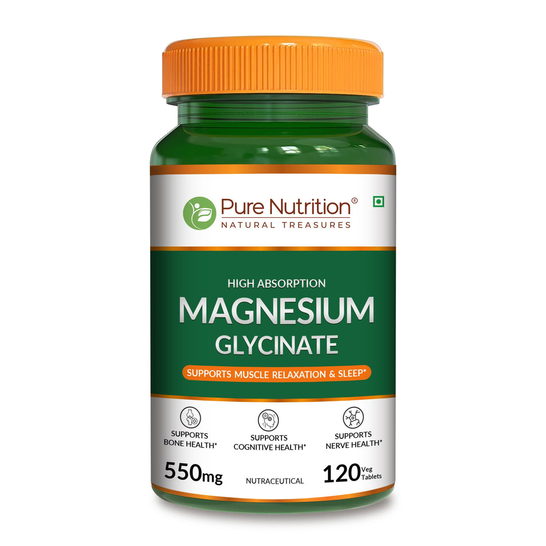 Pure Nutrition Magnesium Glycinate 550 mg| High Absorption Magnesium