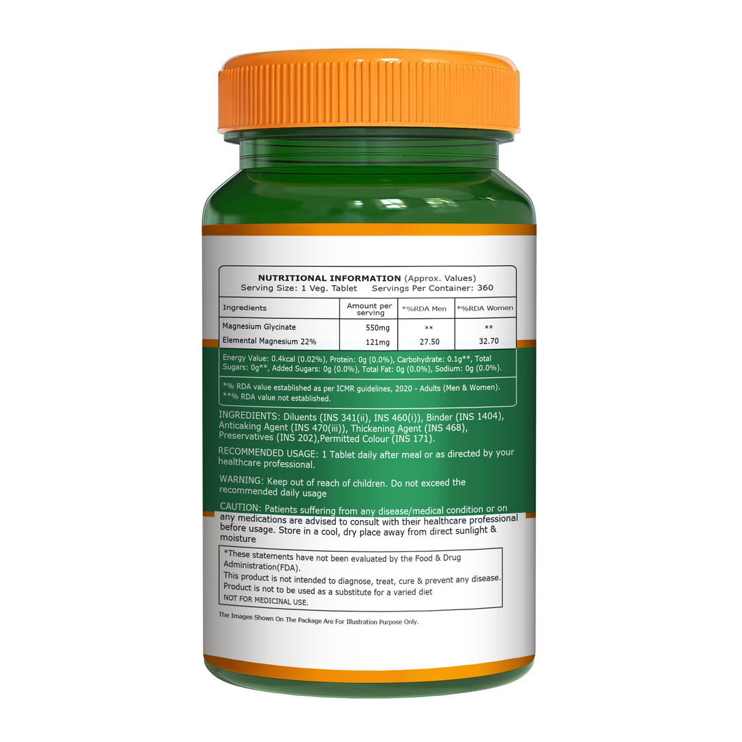 Pure Nutrition Magnesium Glycinate 550 mg| High Absorption Magnesium