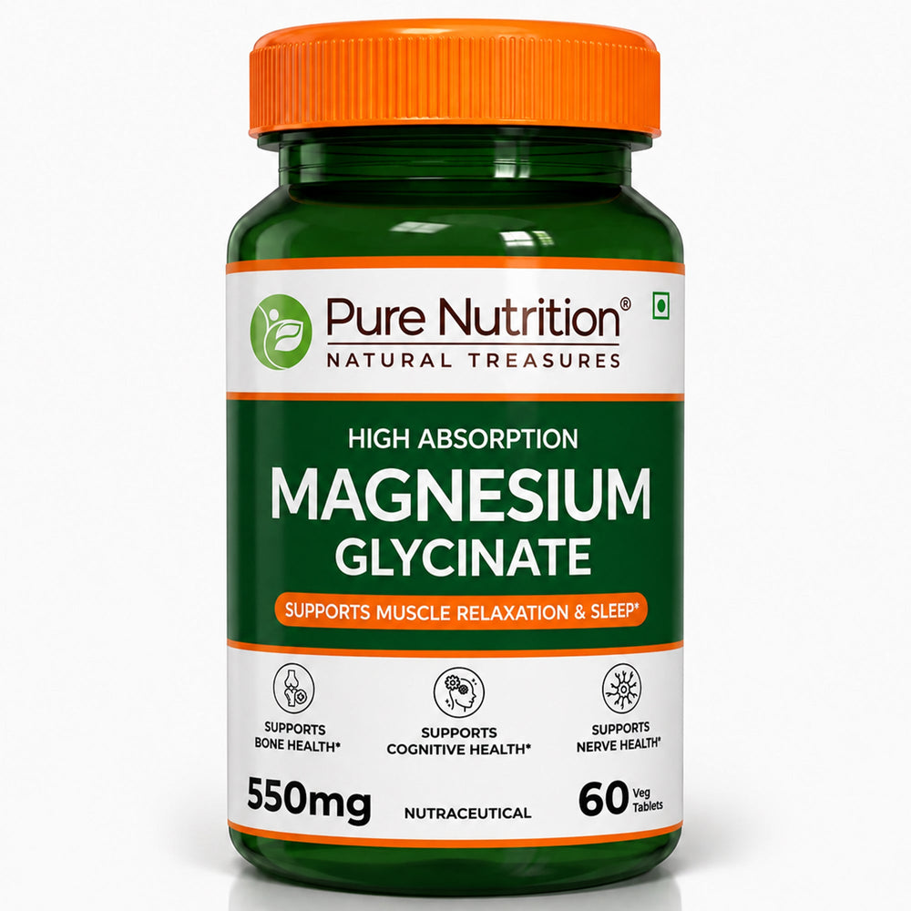 Magnesium Glycinate 550mg – High Absorption | Sleep, Stress & Muscle Health | 60Tablets| 120 Tablets