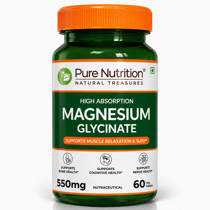 Magnesium Glycinate 550mg – High Absorption | Sleep, Stress & Muscle Health