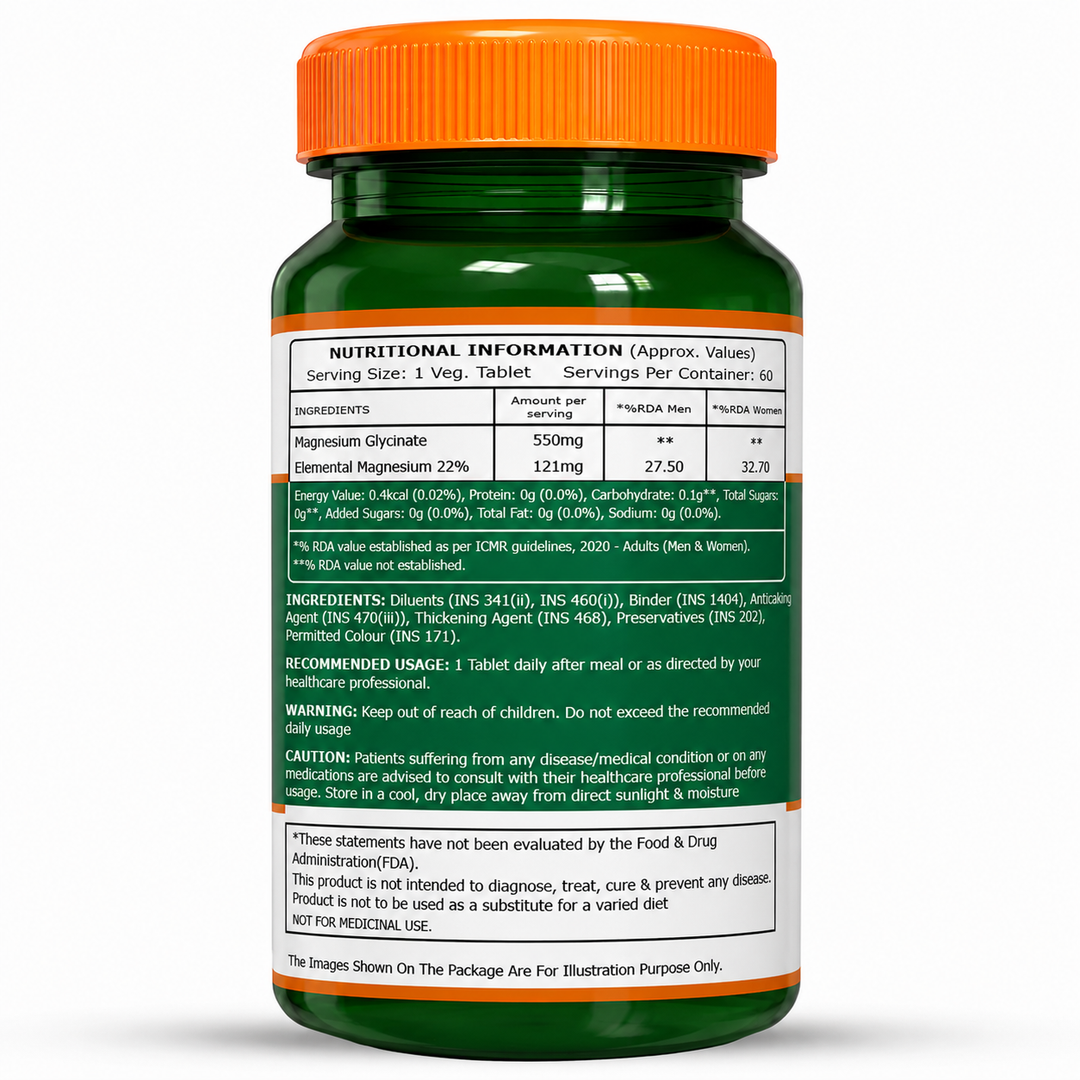 Pure Nutrition Magnesium Glycinate 550mg | High Absorption | 60Tablets