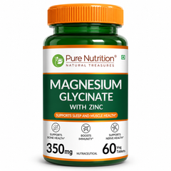 Magnesium Glycinate with Zinc 350mg – Sleep Support, Muscle Relaxation & Bone Health Tablets | 60 Tablets
