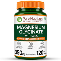 Magnesium Glycinate 350mg with Zinc Capsules | Sleep Support, Stress Relief & Bone Health | 120 Capsules