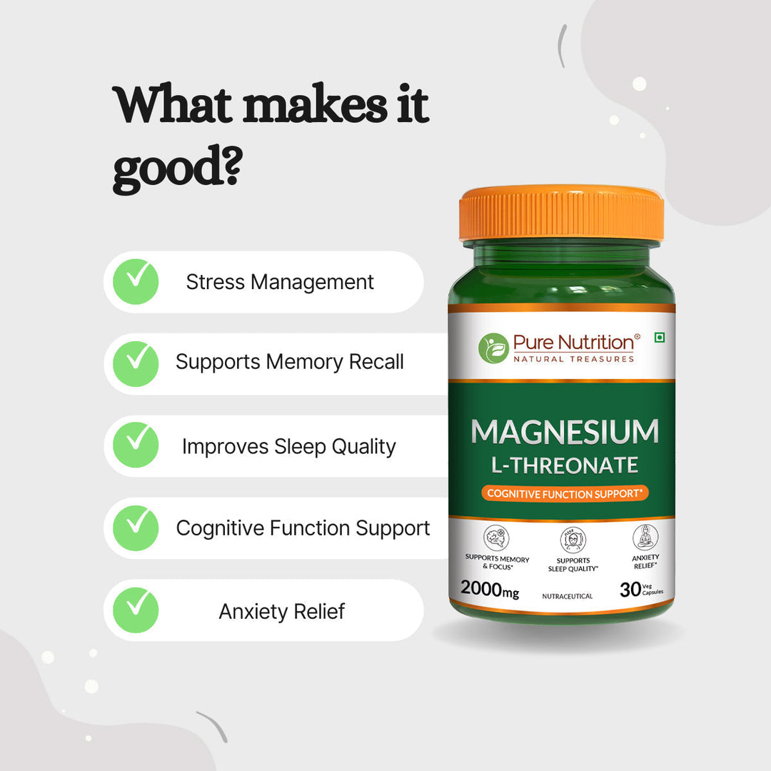 Magnesium L-Threonate  Brain, Memory & Focus Support | 30 Veg Capsules