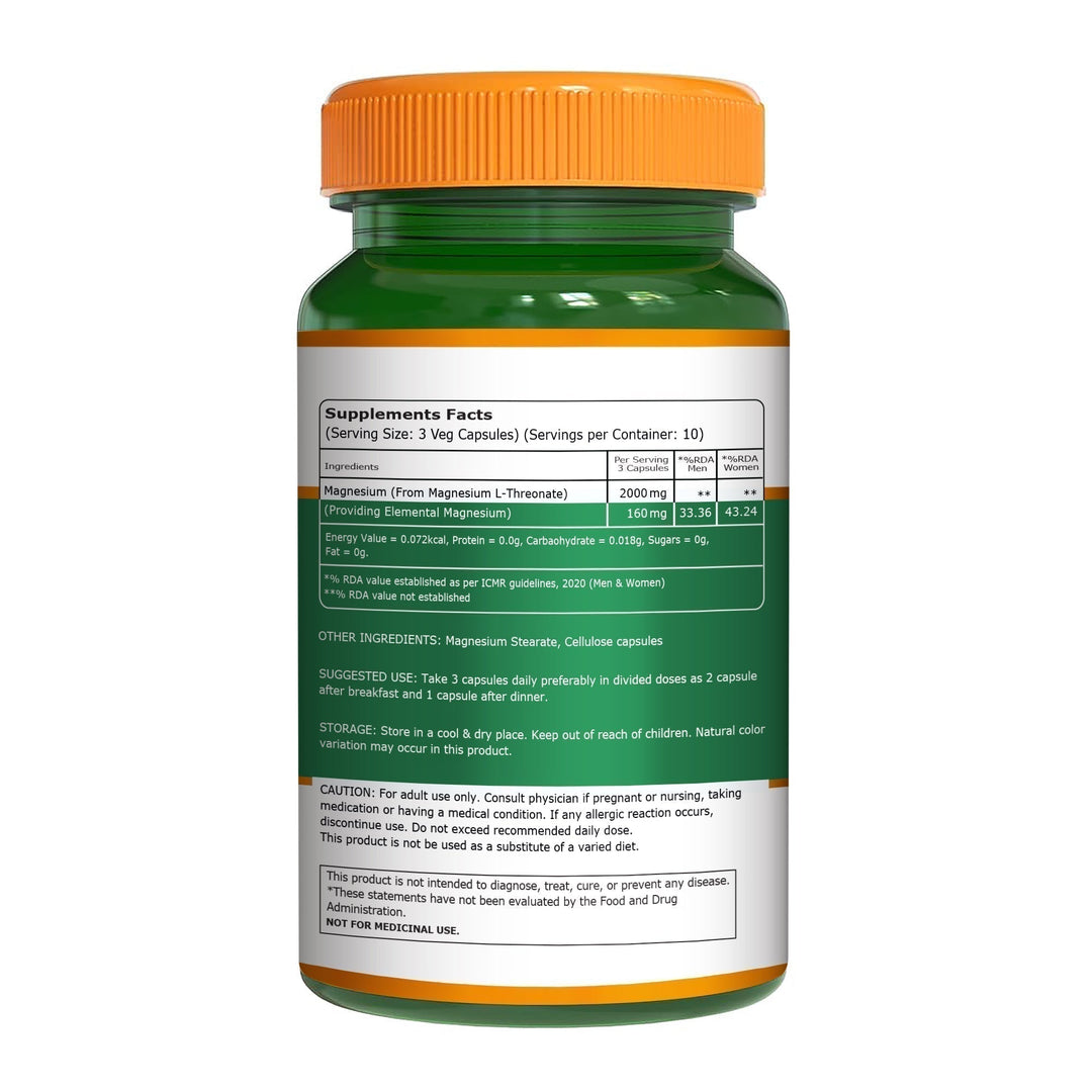Magnesium L-Threonate  Brain, Memory & Focus Support | 30 Veg Capsules