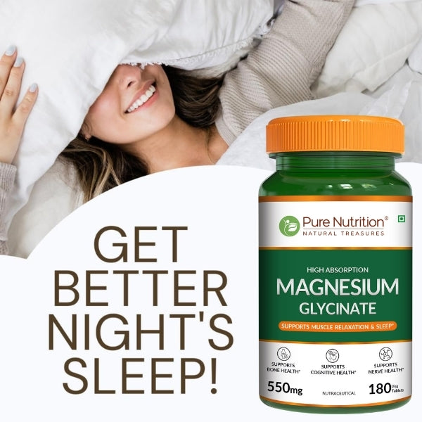 Pure Nutrition Magnesium Glycinate 550 mg| High Absorption Magnesium