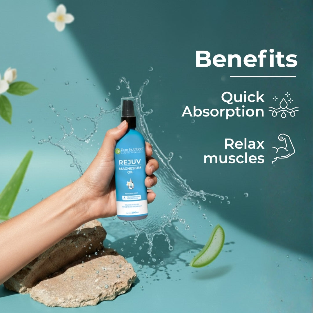 Pure Nutrition Rejuv Magnesium Oil with Aloe Vera, Jasmine & Peppermint Oil – 200ml