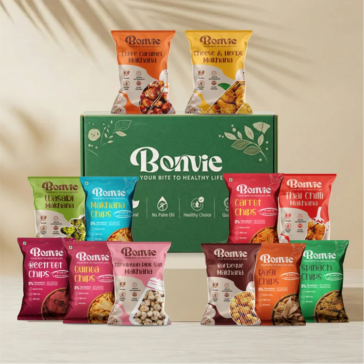 Bonvie Snacks Makhana & Veggie Chips Trial Box