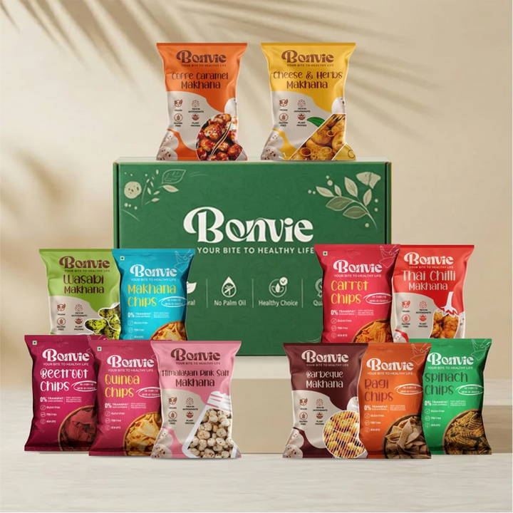 Bonvie Snacks Makhana & Veggie Chips Trial Box