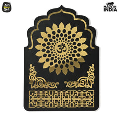 Gift Kya De Pooja Room Backdrop for Decoration | Enhance Your House Decoration | Black Wood & Golden Acrylic OM Wall Decor Background (56 x 40.5 cm)