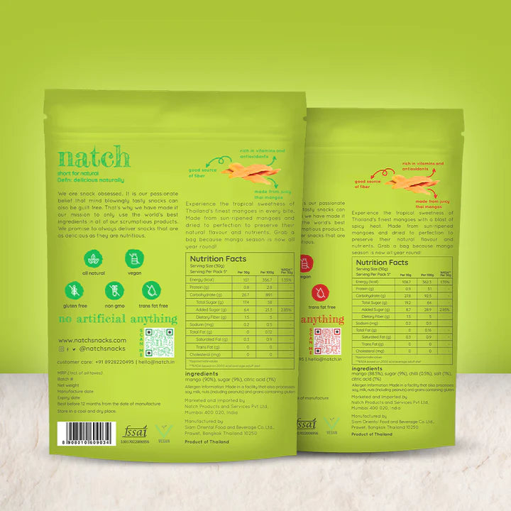 Natch thai mango slices - variety pack (large pack of 2 - 150g)
