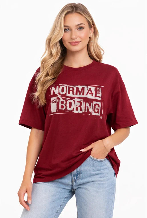 Bamboo Fabric Oversize Printed T-Shirt – Ultra Soft | Breathable | Sustainable Style | Maroon