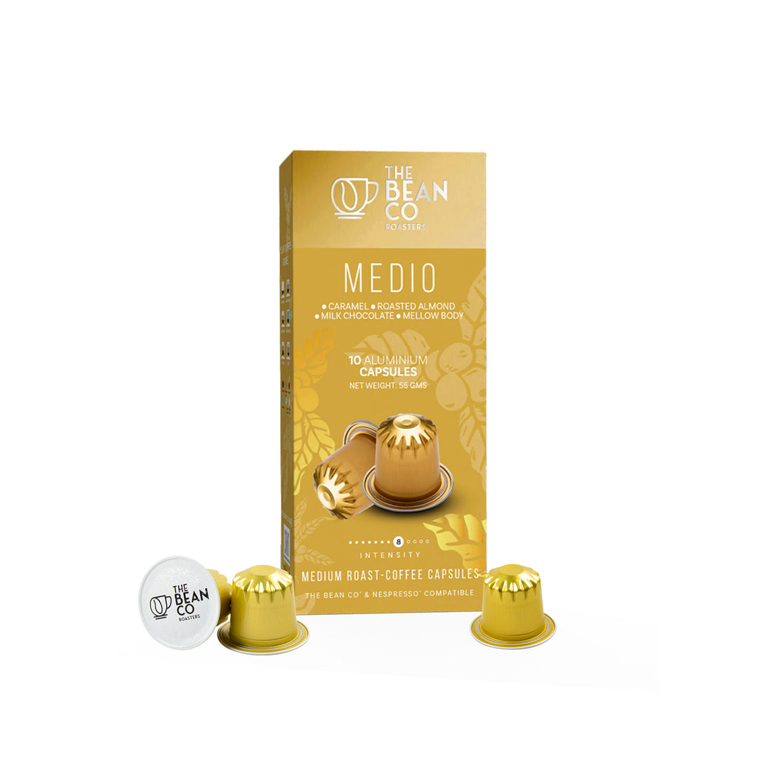 The Bean Co Roasters Medio Aluminium Coffee Capsules | Intensity 8 | Balanced & Nutty